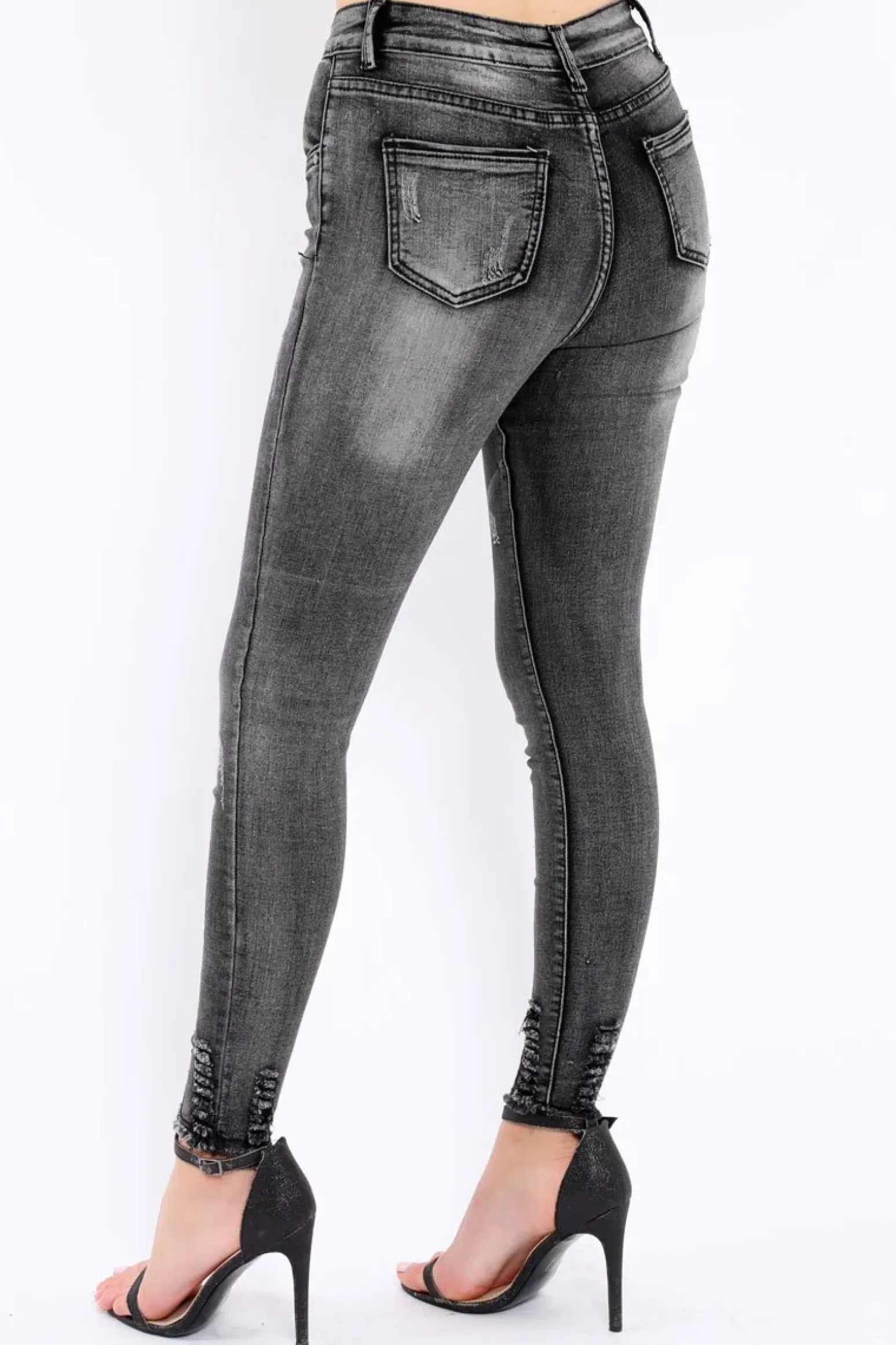 Rebellious Fashion Black Distressed Skinny Jeans - Isabellah