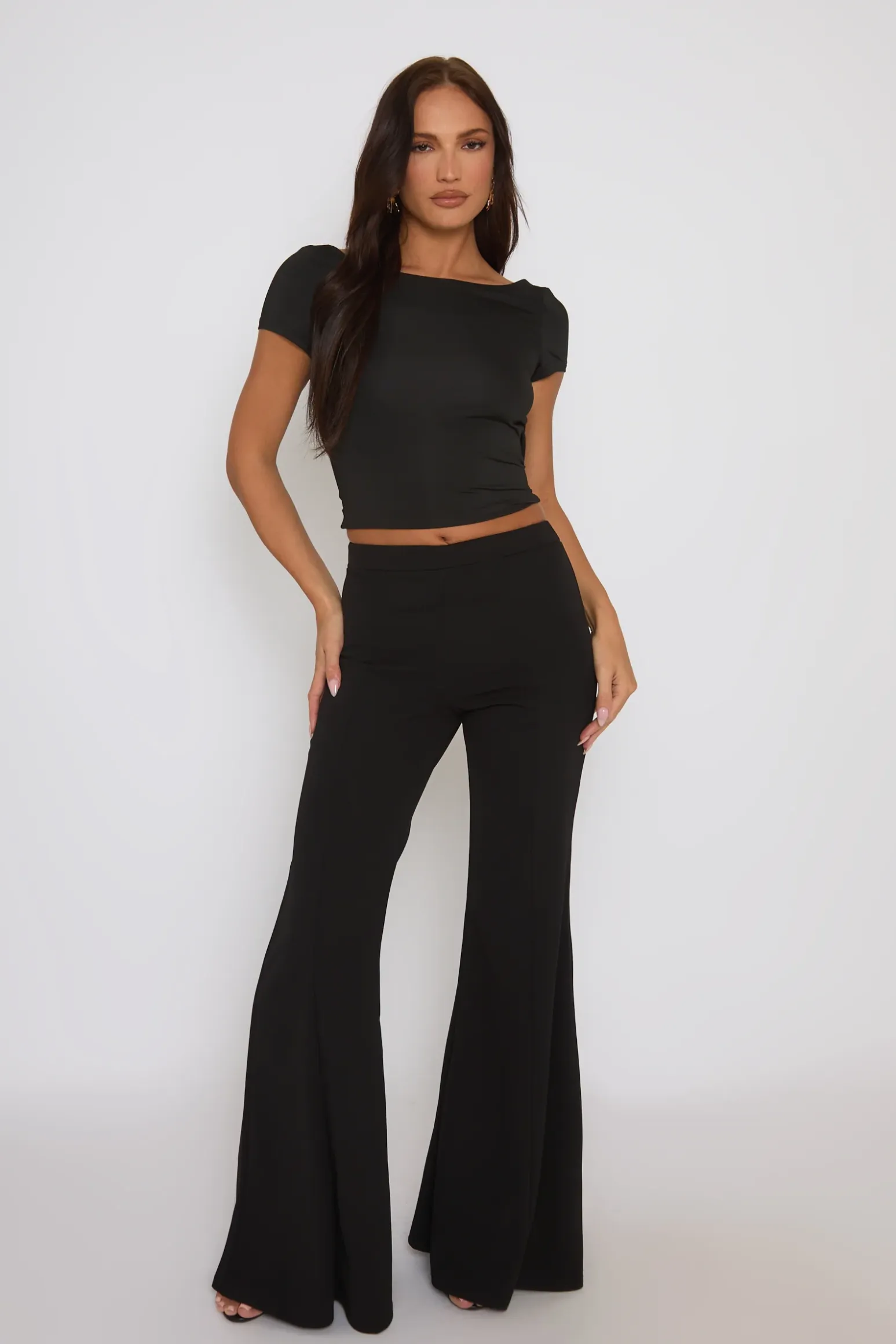 Rebellious Fashion Black Drape Open Back Top - Nicola