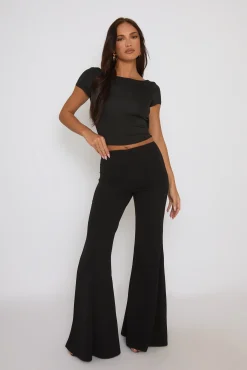 Rebellious Fashion Black Drape Open Back Top - Nicola