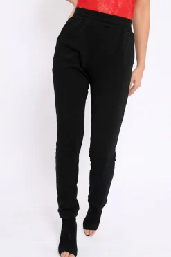 Rebellious Fashion Black Elasticated Waist Joggers - Trina