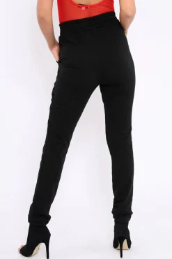 Rebellious Fashion Black Elasticated Waist Joggers - Trina