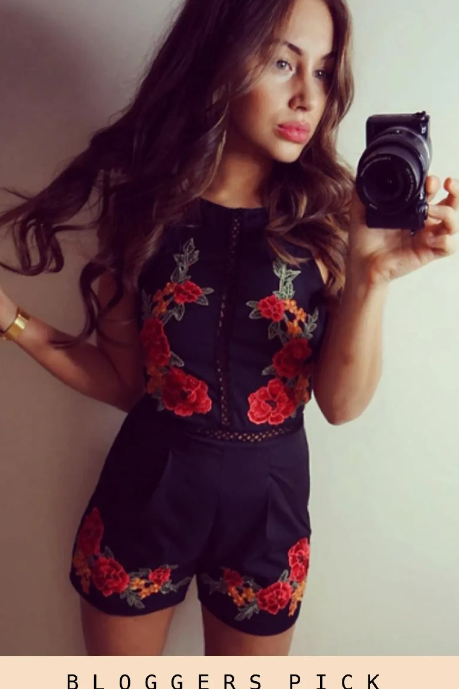 Rebellious Fashion Black Embroidered High Neck Playsuit - Maya