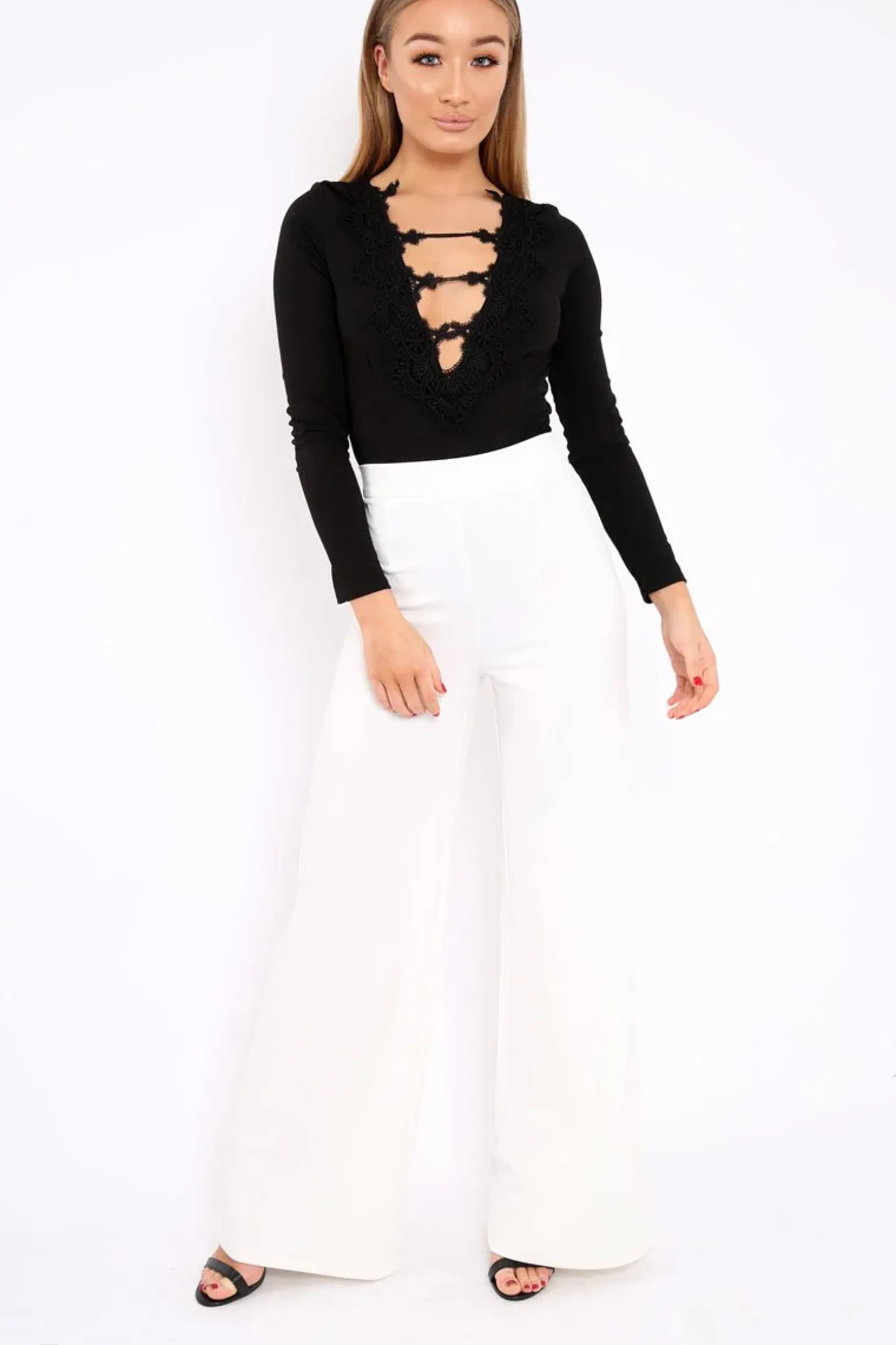 Rebellious Fashion Black Embroidered Print Bodysuit - Addilee