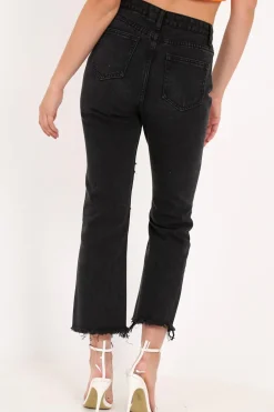 Rebellious Fashion Black Extreme Distressed Jeans - Isaly
