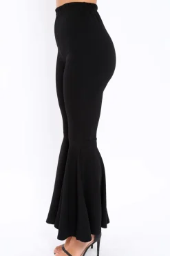 Rebellious Fashion Black Extreme Flare Trousers - Becki