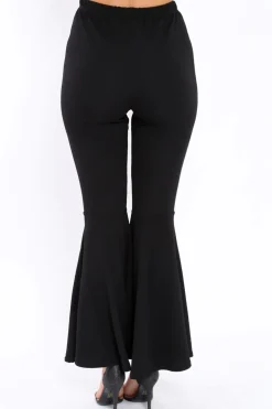 Rebellious Fashion Black Extreme Flare Trousers - Becki