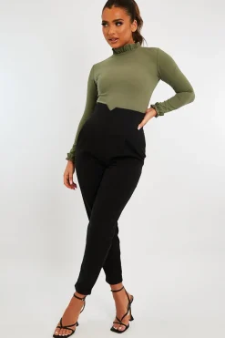 Rebellious Fashion Black Extreme High Waist Tailored Trousers - Yaz