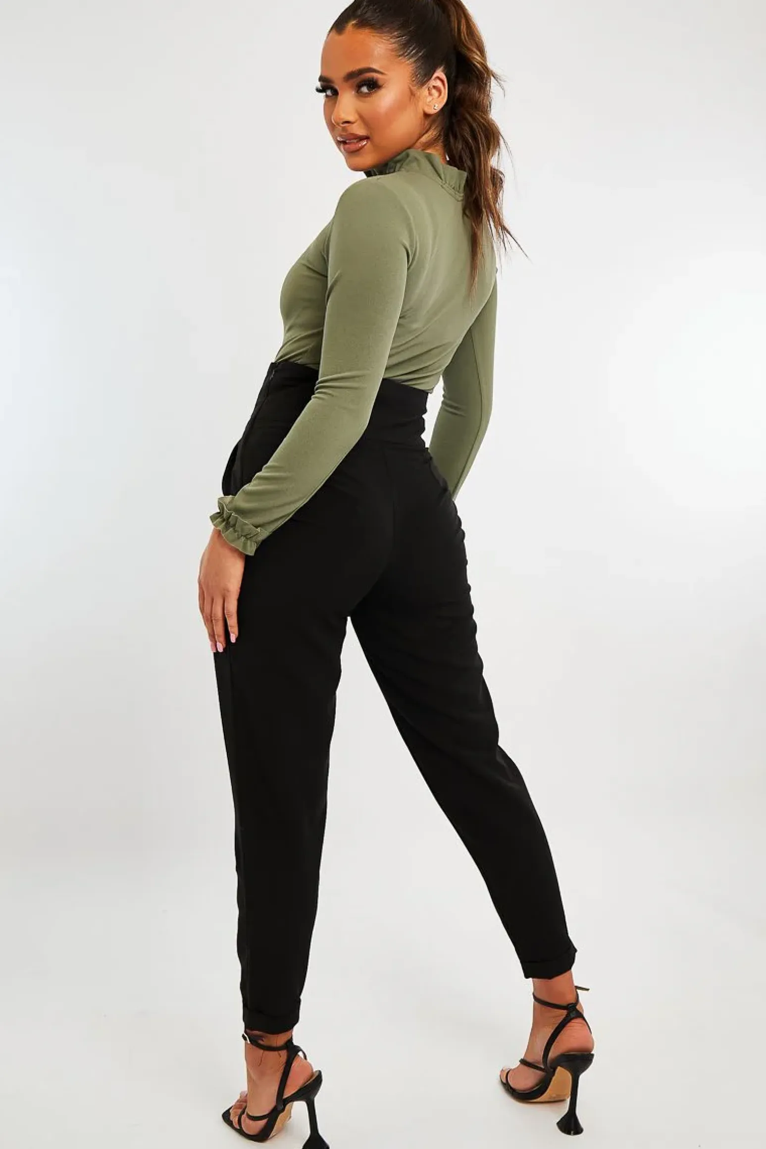 Rebellious Fashion Black Extreme High Waist Tailored Trousers - Yaz