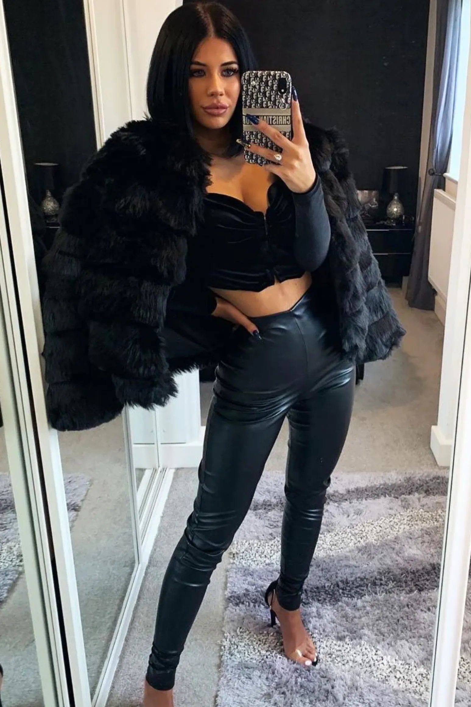 Rebellious Fashion Black Faux Fur Jacket - Estelle