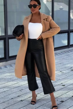 Rebellious Fashion Black Faux Leather Flared Crop Trousers - Makai