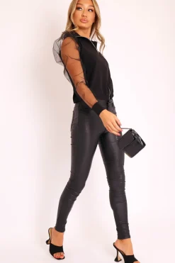 Rebellious Fashion Black Fishnet Sleeve Zip Up Jacket - Cheyann