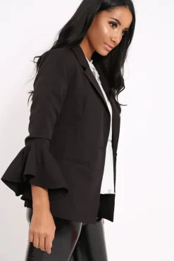 Rebellious Fashion Black Flare Blazer - Vesa