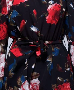 Rebellious Fashion Black Flared Sleeve Floral Bardot Playsuit - Tyra