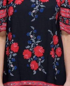 Rebellious Fashion Black Floral Bardot Dress - Tamia