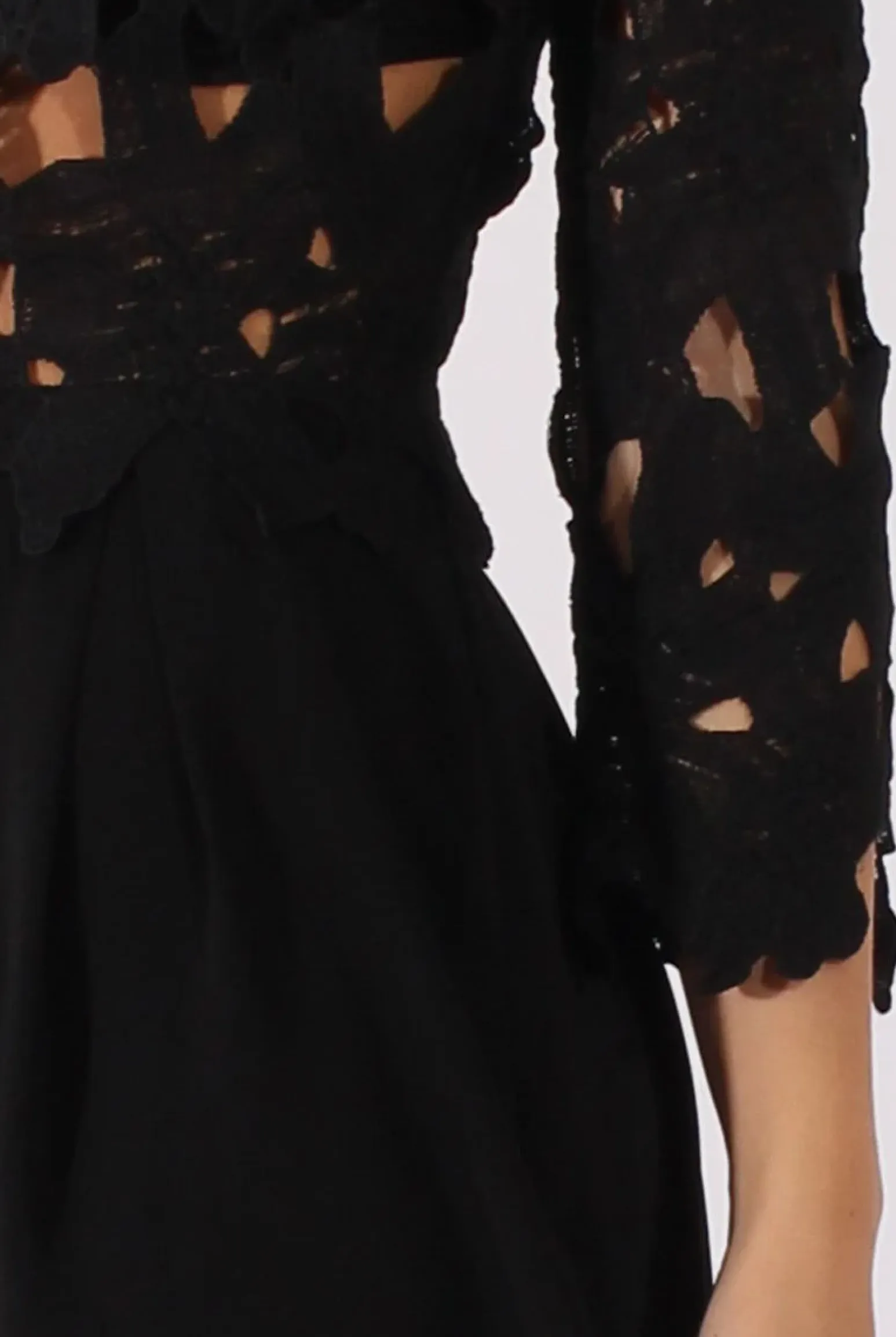 Rebellious Fashion Black Floral Crochet Playsuit - Agatha
