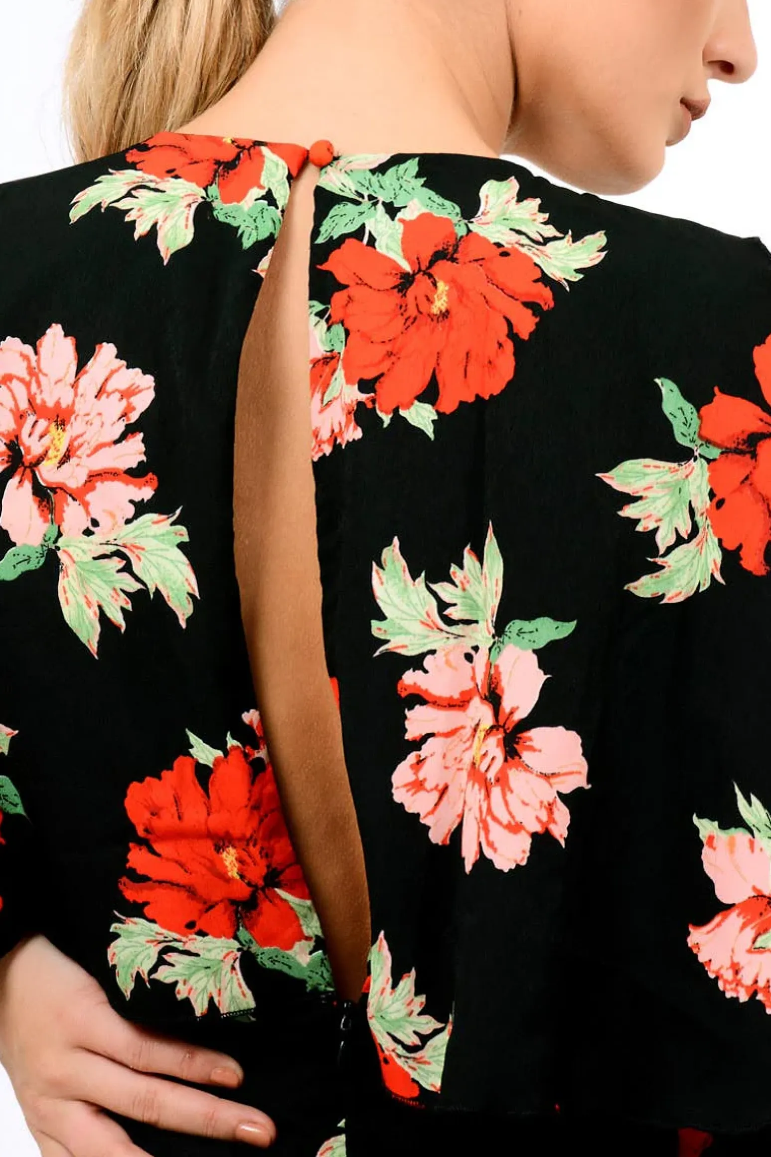 Rebellious Fashion Black Floral Panel Wrap Playsuit - Ladonna