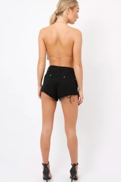 Rebellious Fashion Black Frayed Distressed Shorts - Alissa