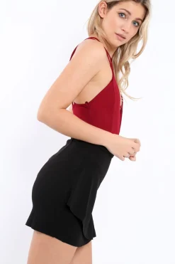 Rebellious Fashion Black Frill Mini Skirt - Pippa