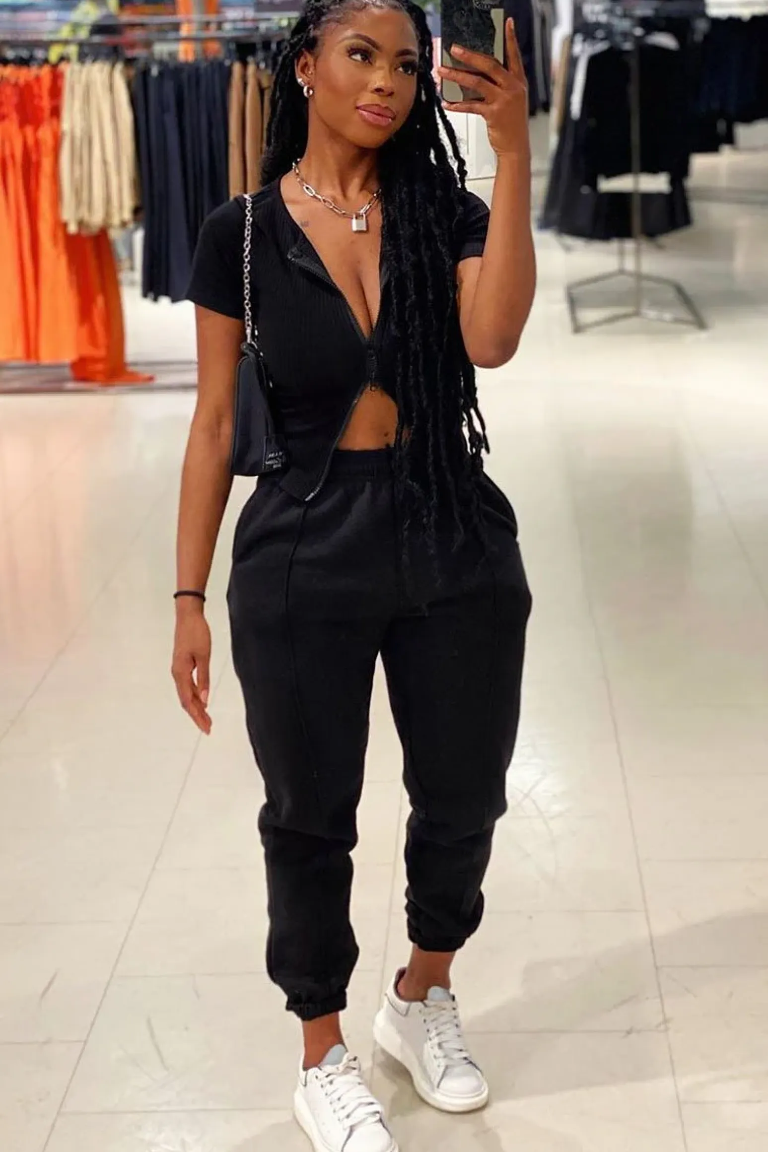 Rebellious Fashion Black Front Piping Joggers - Jordyn