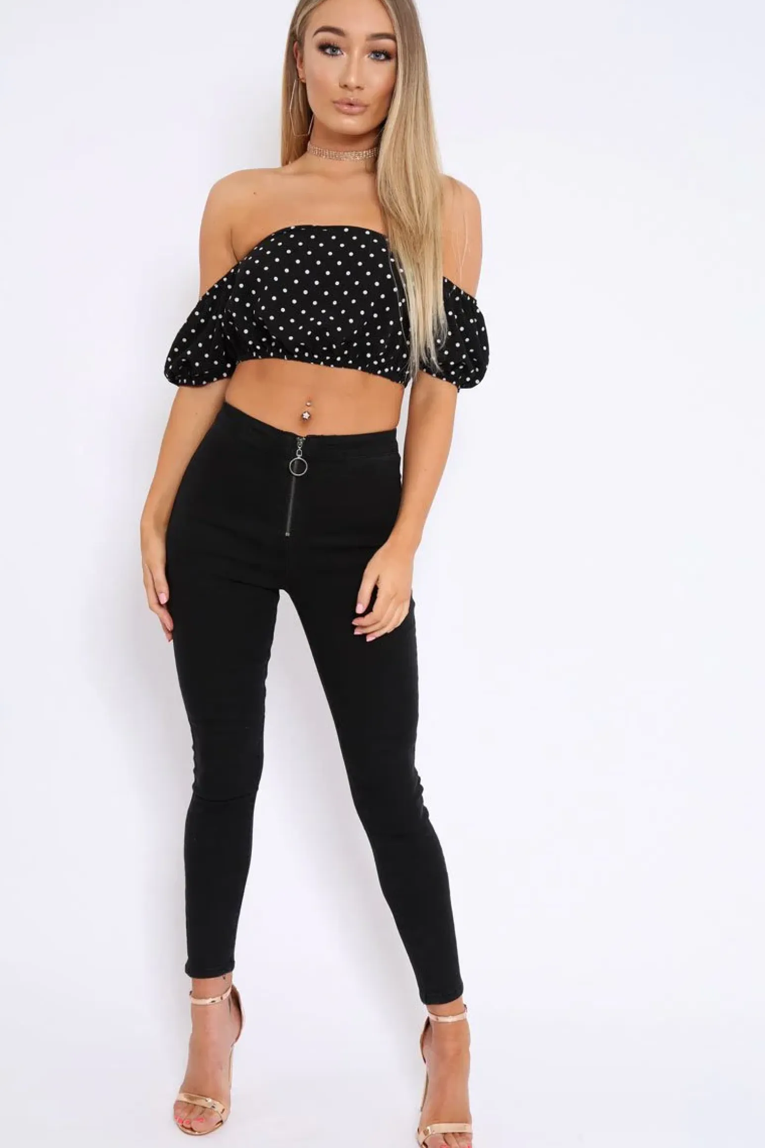 Rebellious Fashion Black Front Zip Skinny Jeans - Wriley