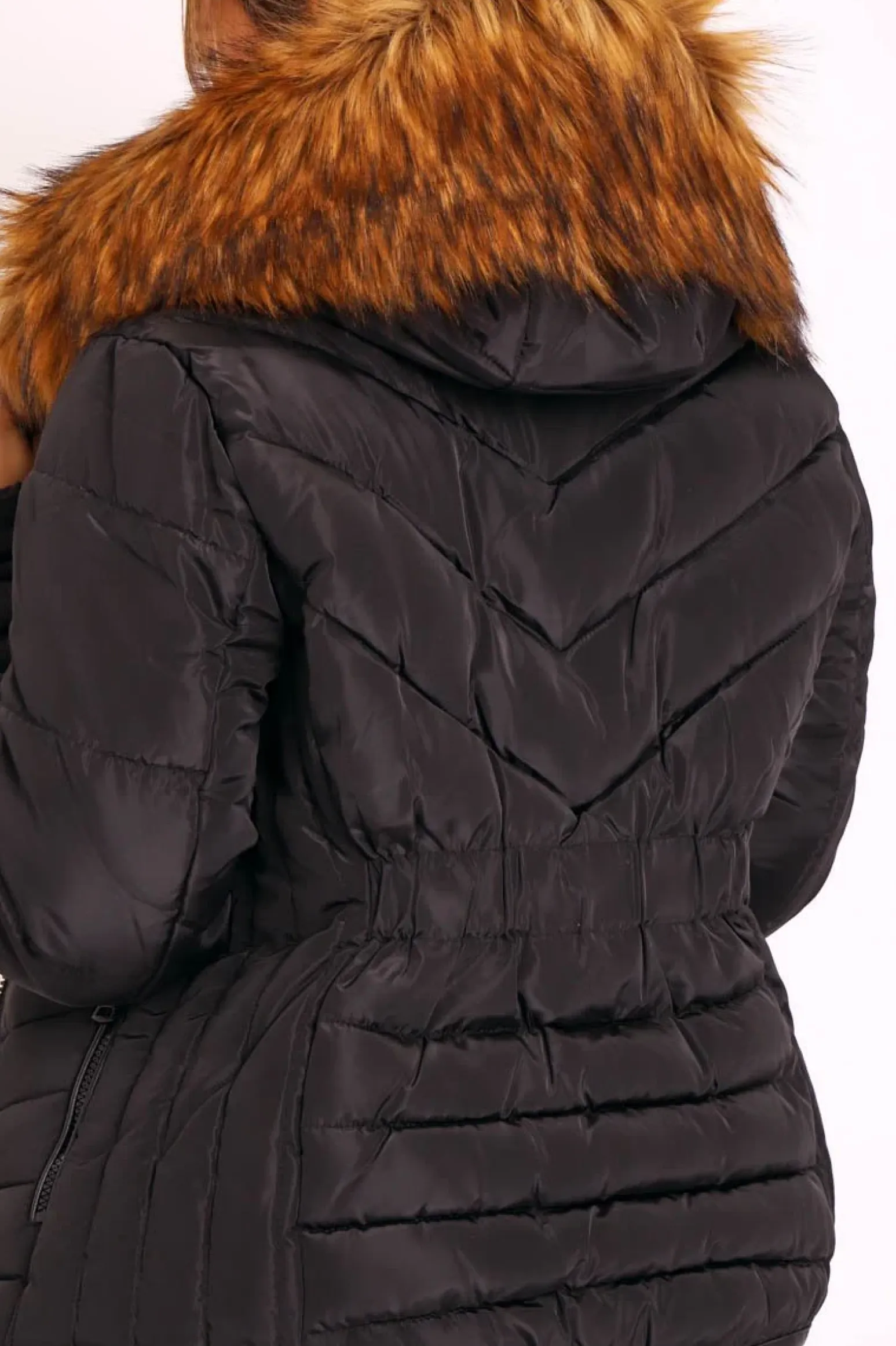 Rebellious Fashion Black Fur Trim Quilted Puffer Coat - Lania