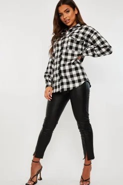 Rebellious Fashion Black Gingham Check Oversized Shirt - Gizel