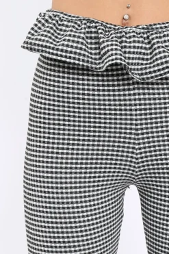 Rebellious Fashion Black Gingham Frill Hem Trousers - Marianne