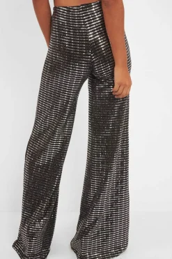 Rebellious Fashion Black Glitter Wide Leg Trousers - Jalessa
