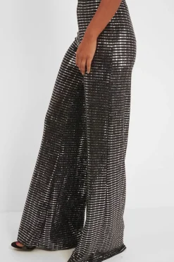 Rebellious Fashion Black Glitter Wide Leg Trousers - Jalessa