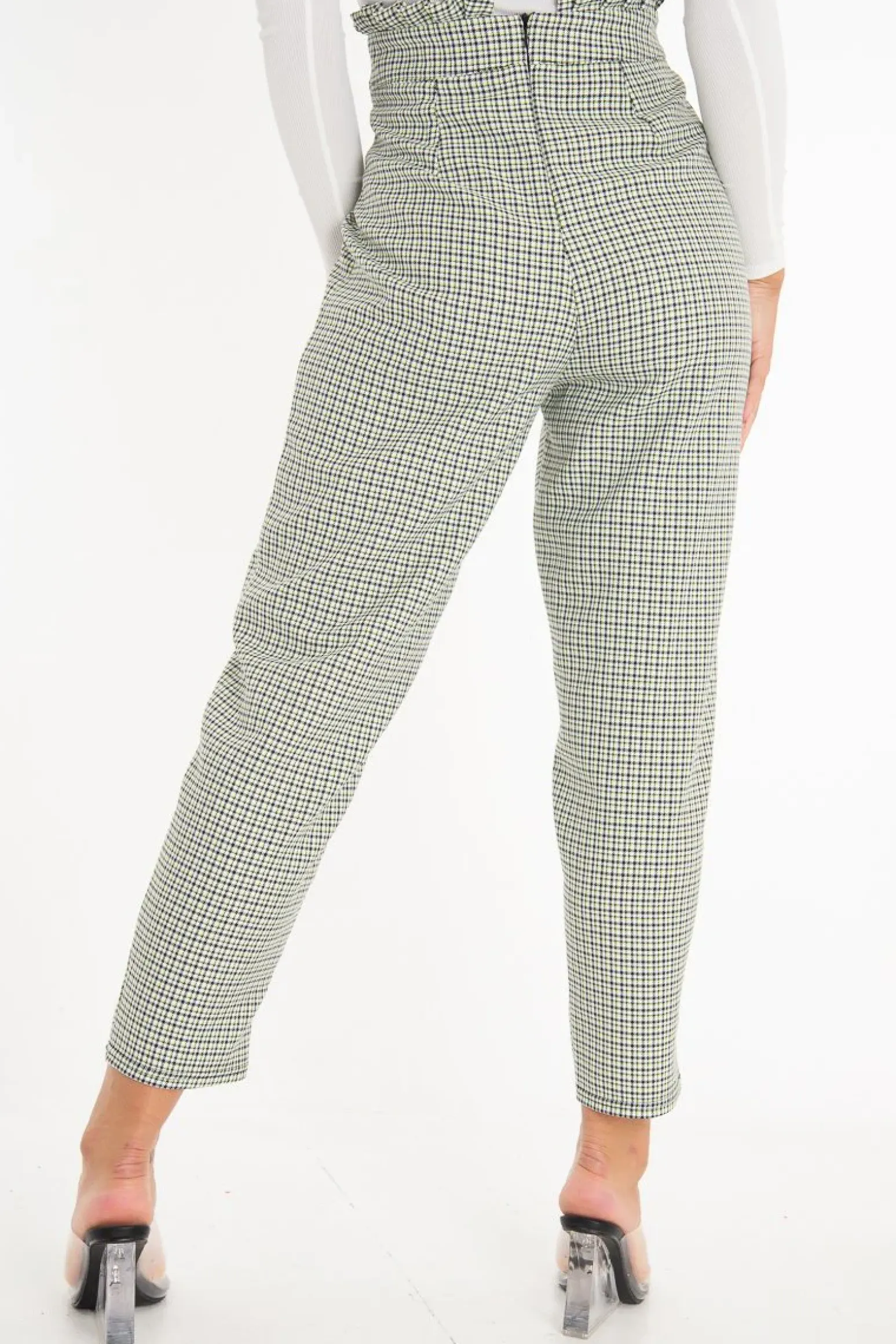 Rebellious Fashion Black Green Check Frill Detail Trousers - Bristal