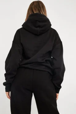 Rebellious Fashion Black Hand Graphic Slogan Hoodie - Kyrie