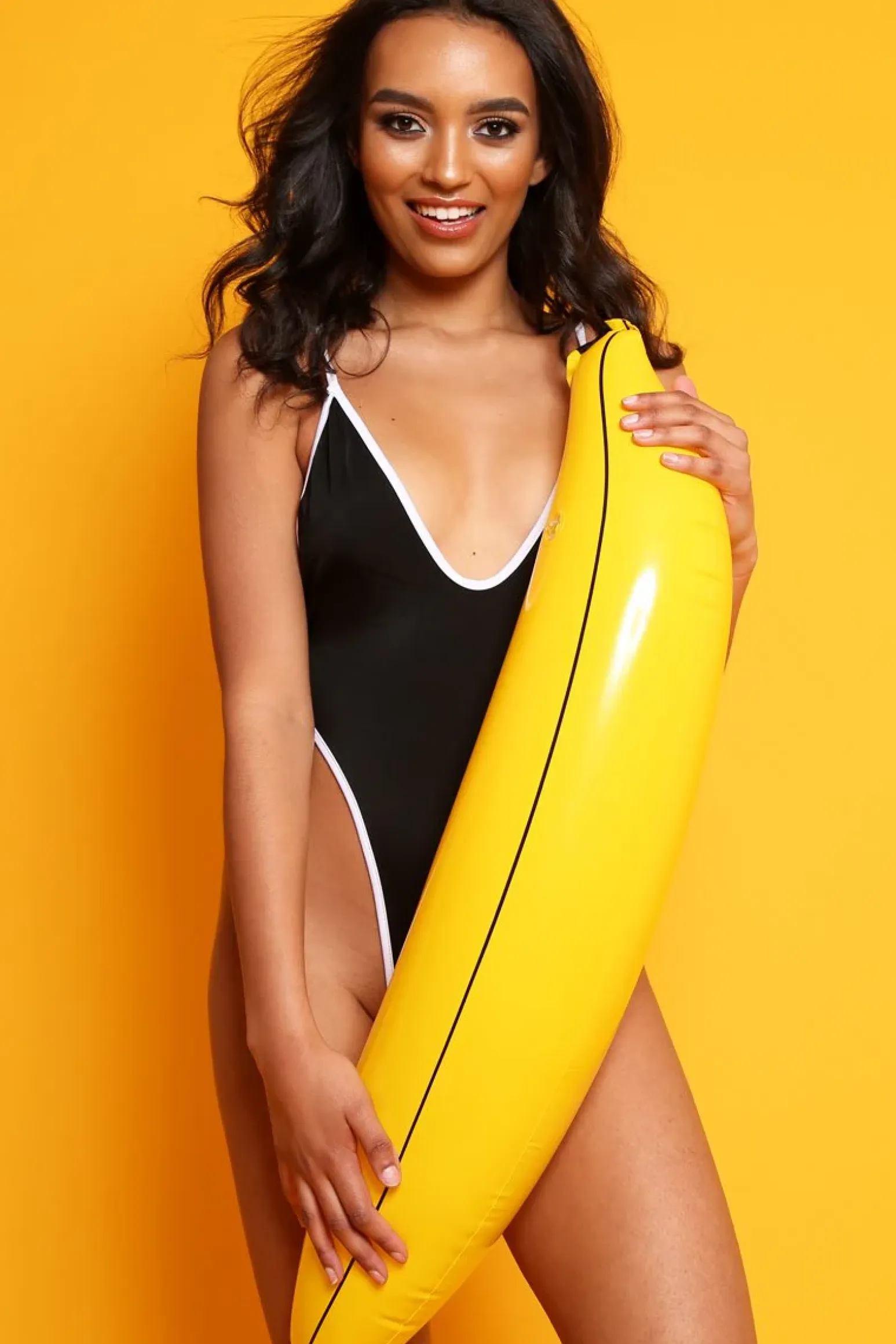 Rebellious Fashion Black High Leg Contrast Trim Swimsuit - Taliya