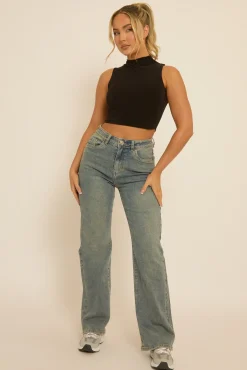 Rebellious Fashion Black High Neck Asymmetric Top - Ariella