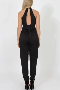 Rebellious Fashion Black High Neck Jumpsuit - Adrianna
