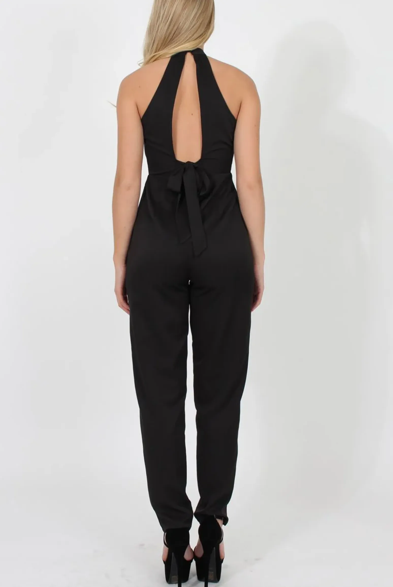 Rebellious Fashion Black High Neck Jumpsuit - Adrianna