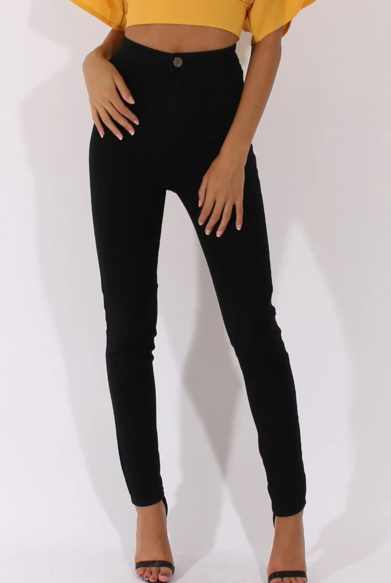 Rebellious Fashion Black High Waisted Skinny Fit Jeans - Nemesis