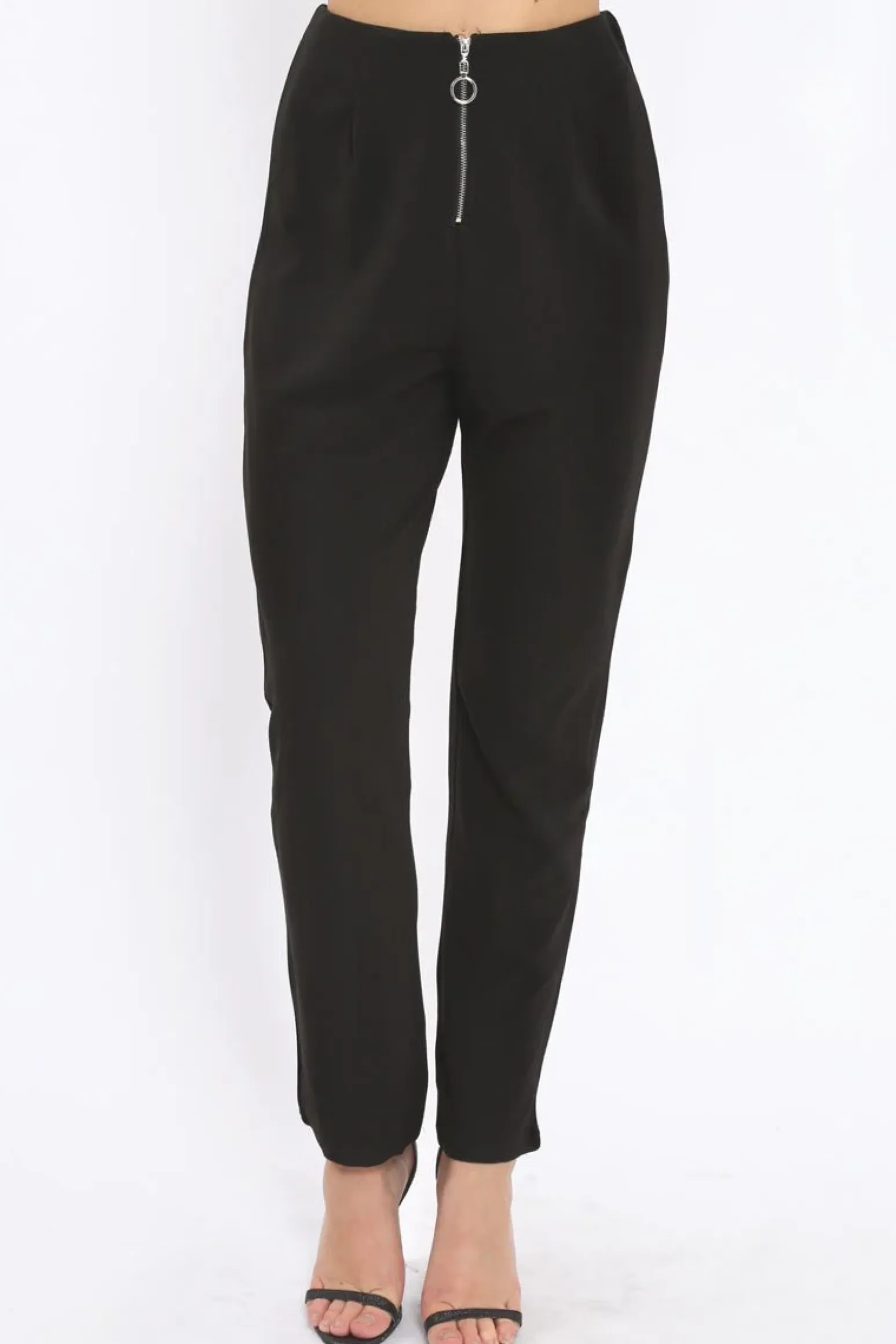Rebellious Fashion Black High Waisted Trousers - Zeenia