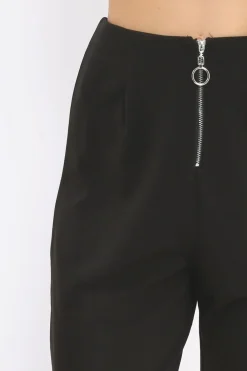 Rebellious Fashion Black High Waisted Trousers - Zeenia