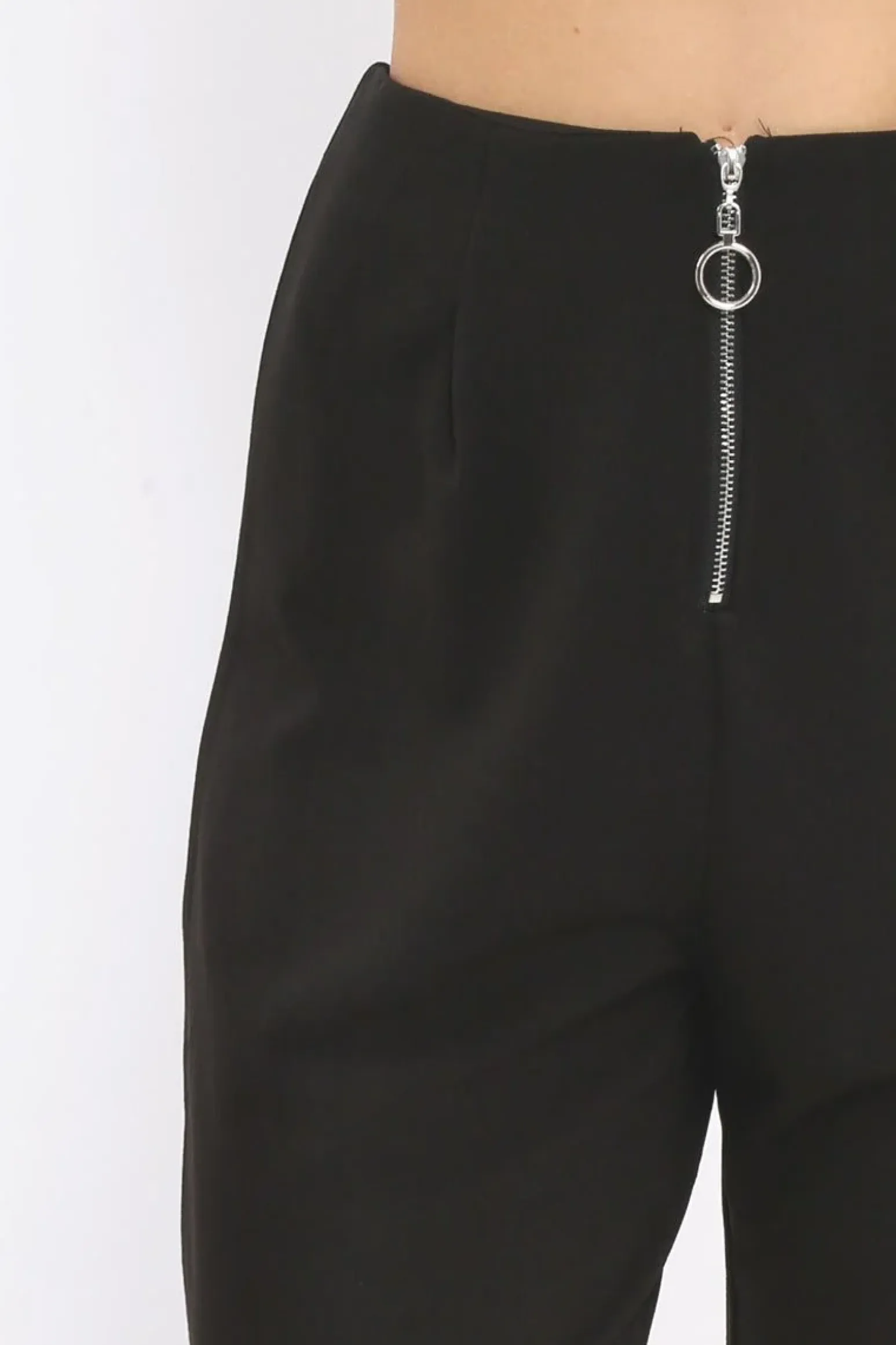 Rebellious Fashion Black High Waisted Trousers - Zeenia