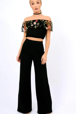 Rebellious Fashion Black High Waist Flare Trousers -Tisha