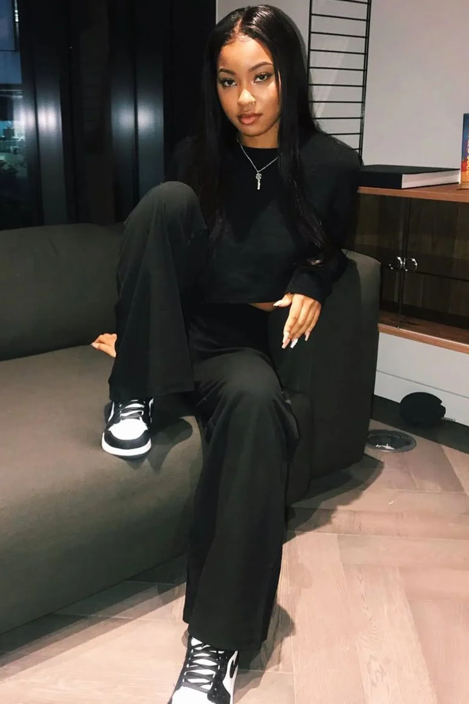 Rebellious Fashion Black High Waist Flare Trousers -Tisha