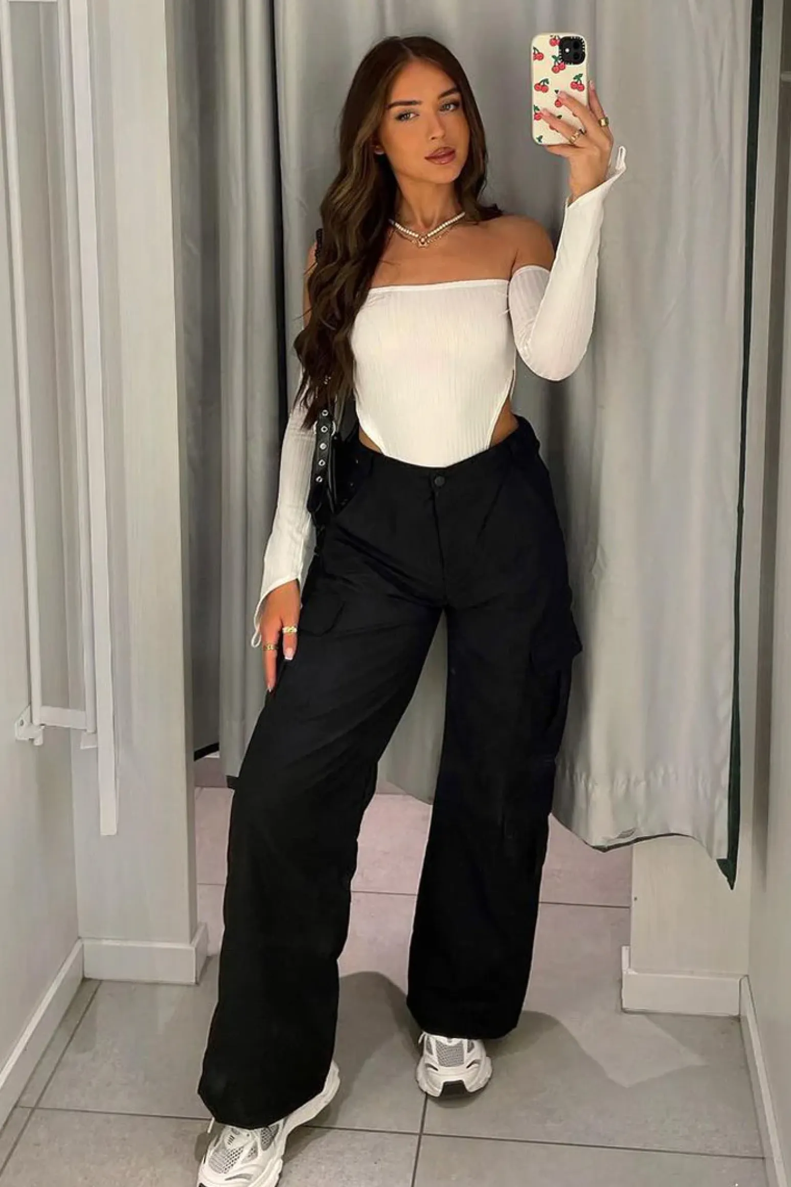 Rebellious Fashion Black High Waist Pocket Cargo Trousers - Raine