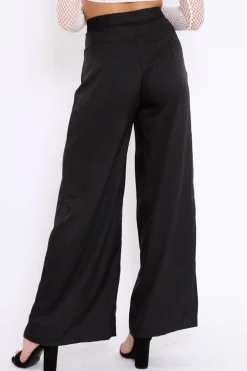 Rebellious Fashion Black High Waist White Strip Trousers - Berdie