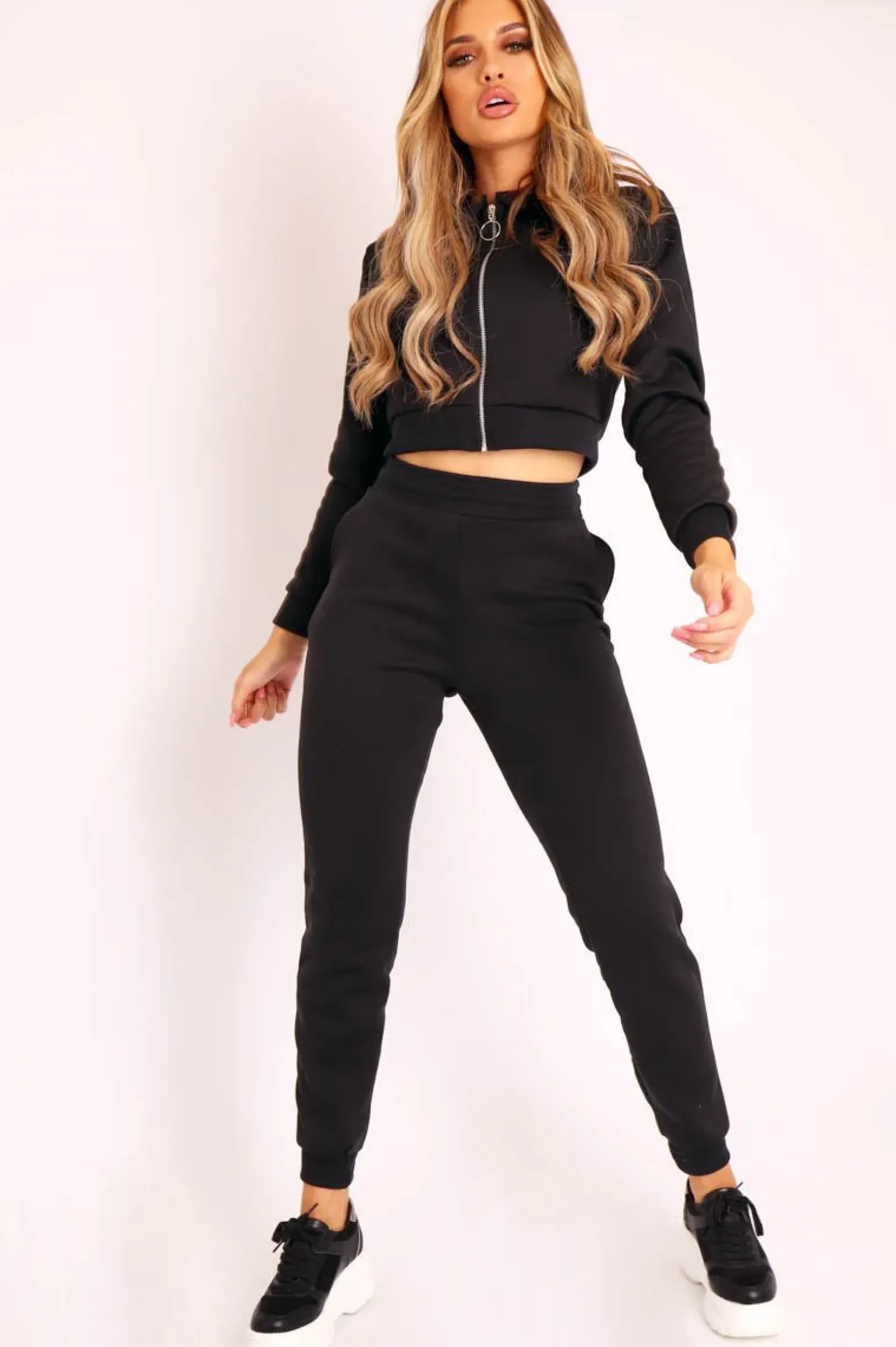 Rebellious Fashion Black Hoodie and Joggers Loungewear Co-ord Set - Bluebell