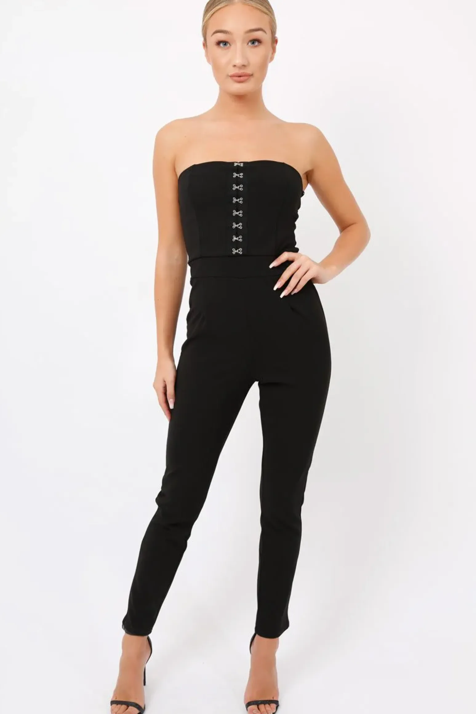 Rebellious Fashion Black Hook And Eye Jumpsuit - Aimee