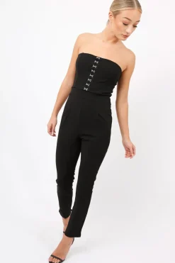 Rebellious Fashion Black Hook And Eye Jumpsuit - Aimee