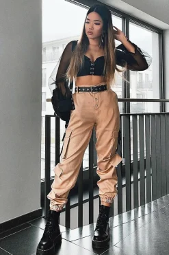 Rebellious Fashion Black Hook And Eye Mesh Sleeve Crop Top - Raylen