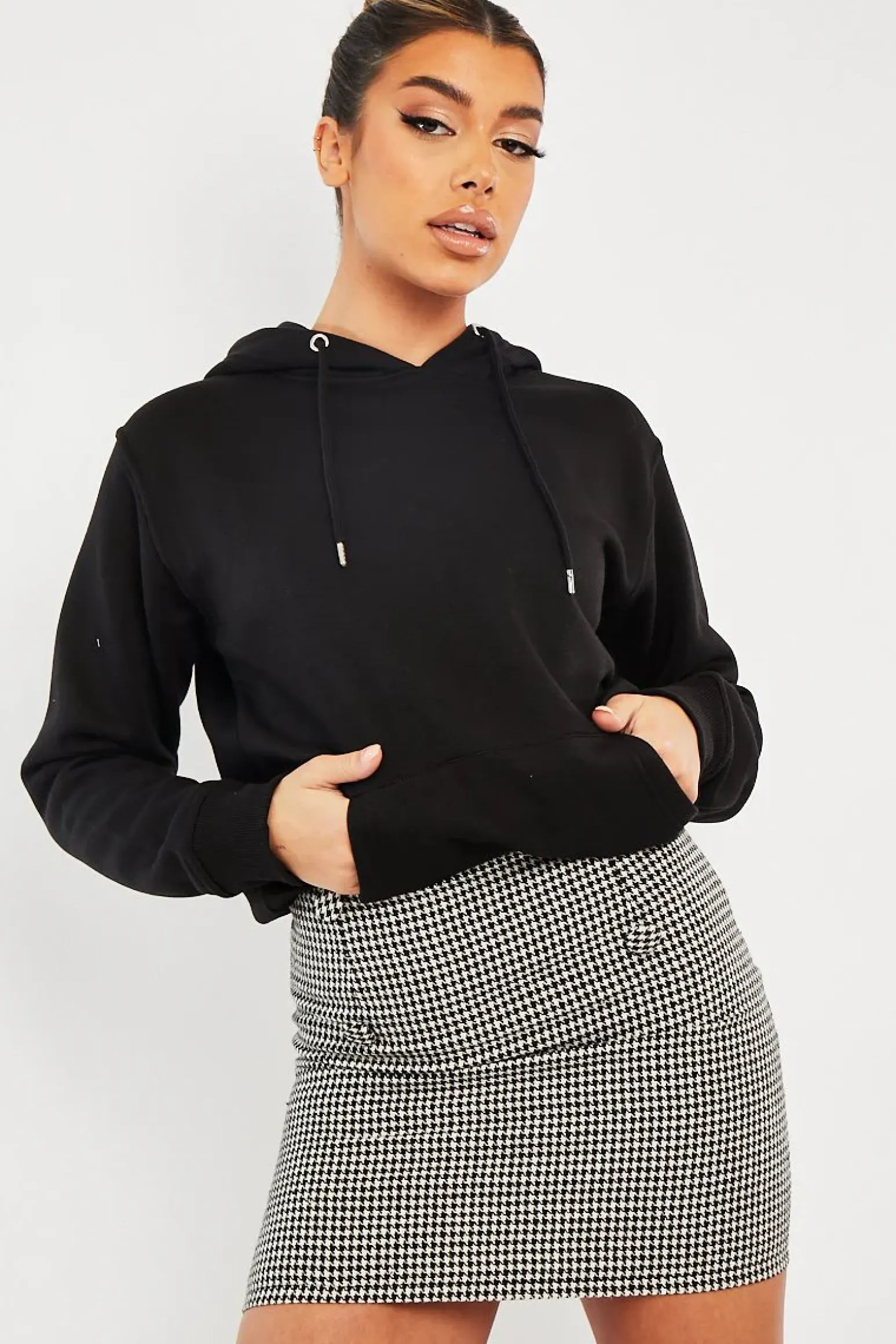 Rebellious Fashion Black Houndstooth Button Mini Skirt - Ruthie