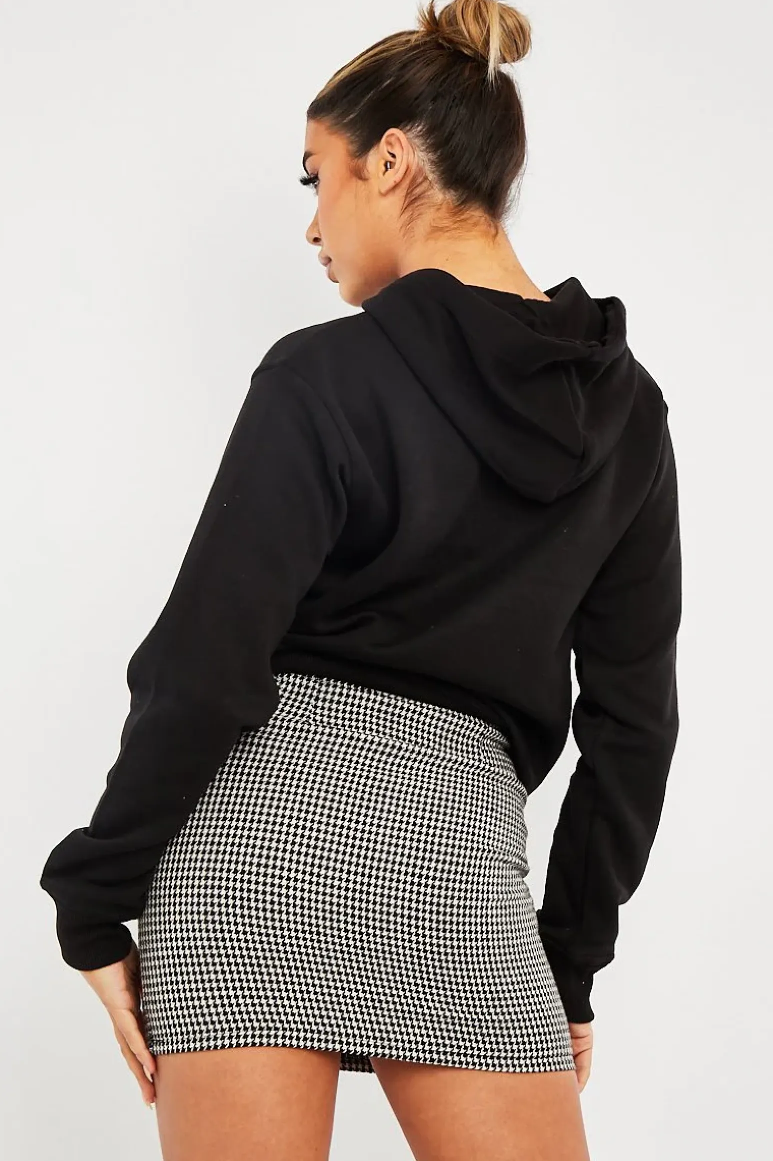 Rebellious Fashion Black Houndstooth Button Mini Skirt - Ruthie