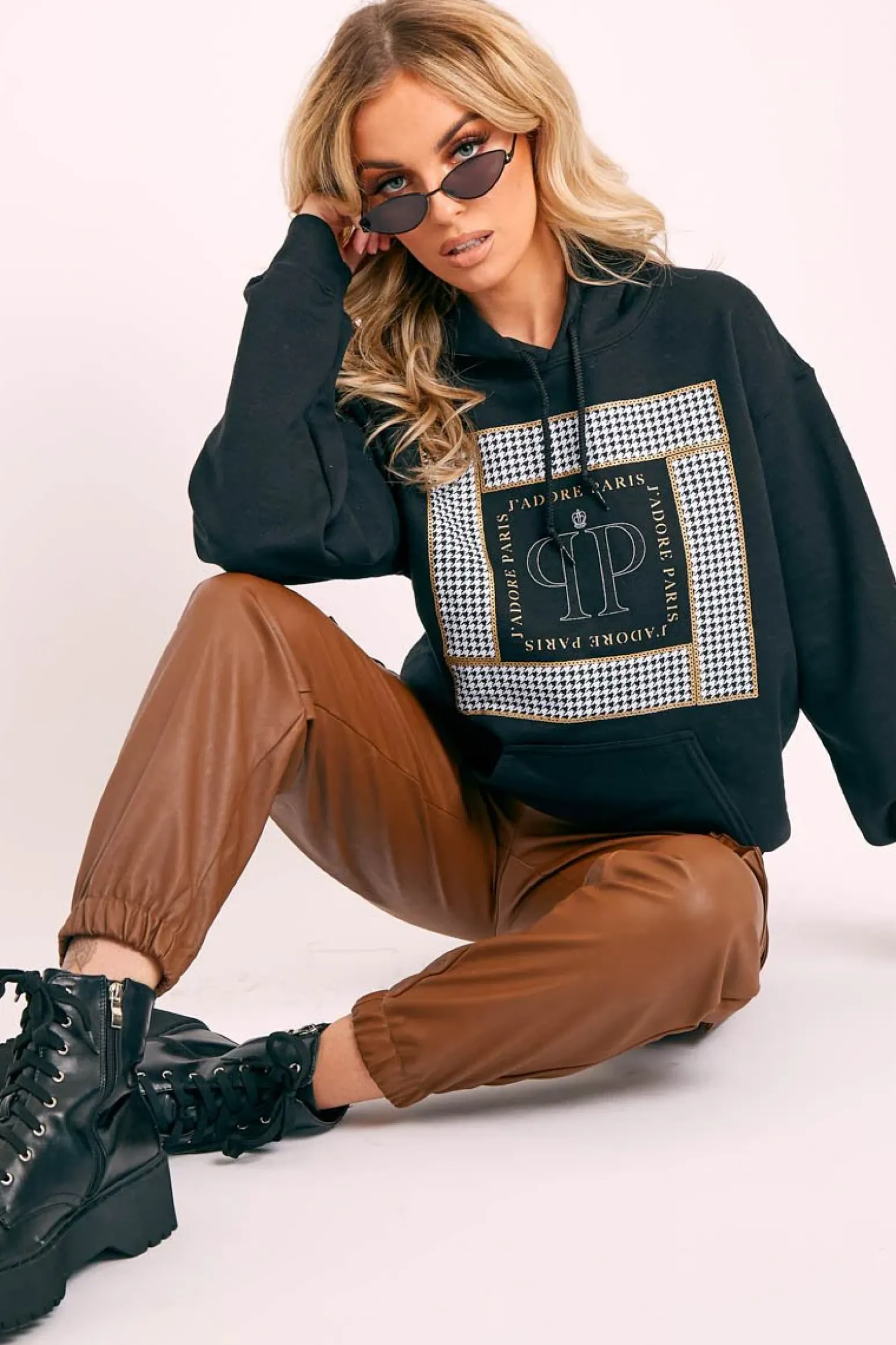 Rebellious Fashion Black J'adore Paris Printed Hoodie - Yalena